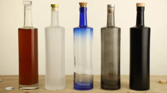 Großhandel 700 ml/750 ml/1 l/1,75 l/3 l leere Flintflaschenverpackung, Frostglasflaschen für Gin-Flasche, Vokda-Flasche, Tequila-Flasche, ideal