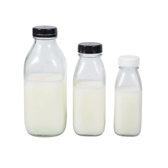 10 Unzen, 12 Unzen, 16 Unzen, 32 Unzen, französische quadratische Milchflasche aus Glas, Saftgetränkeflasche mit manipulationssicherem Kunststoffverschluss/Deckel, 330 ml